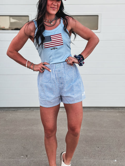 United States Flag Baby Tank - Light Blue