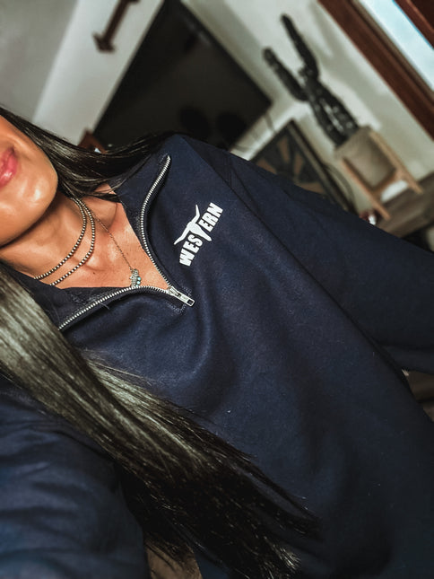 Brand Logo 1/4 Zip Navy