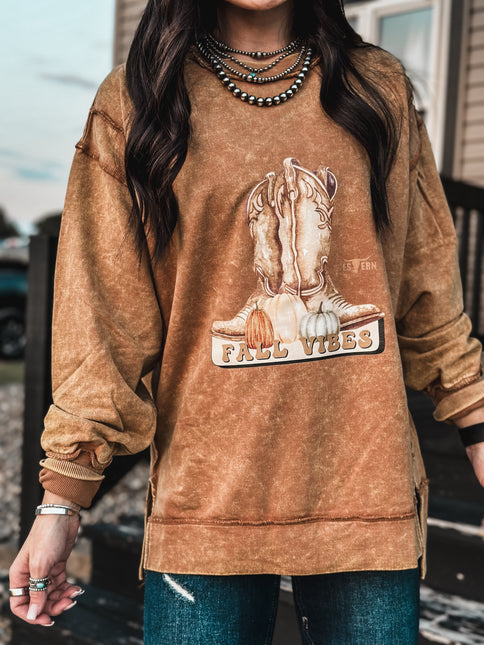 Fall Vibes Sweater Crew - Gold
