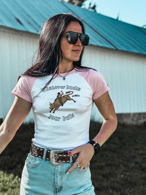 Bucks Your Bulls Cropped Carolina Tee - Pink