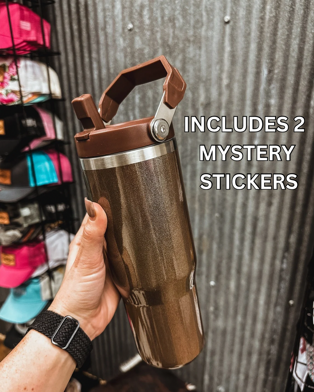 *DOORBUSTER* Stainless Steel 30oz. Tumbler BROWN [2 FREE MYSTERY STICKERS]