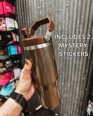 *DOORBUSTER* Stainless Steel 30oz. Tumbler BROWN [2 FREE MYSTERY STICKERS]