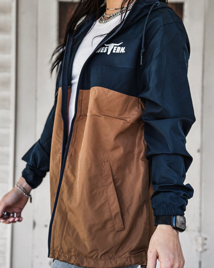 Brand Scuba Windbreaker Full Zip Jacket - Navy/Camel