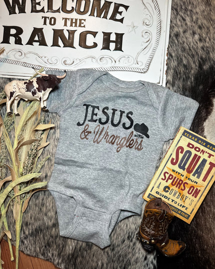 Jesus & Wranglers Grey Onesie