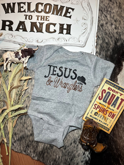 Jesus & Wranglers Grey Onesie