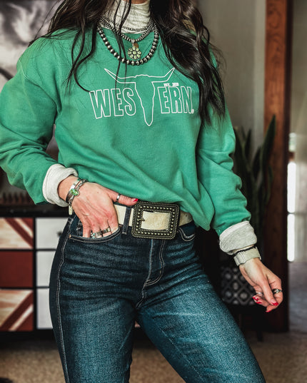 Brand White Outline Logo Crew - Clover