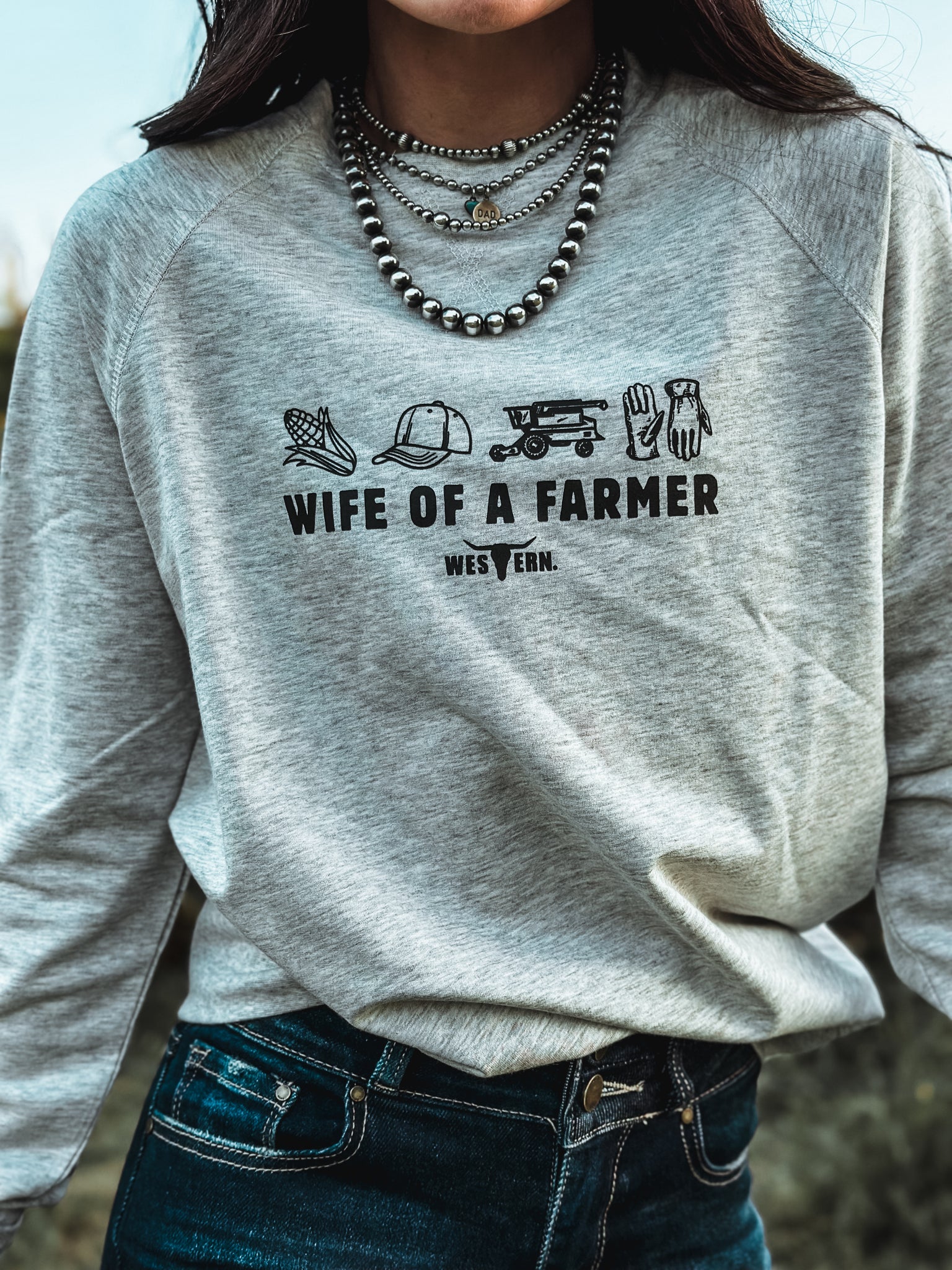 Wife of a Farmer Lightweight Raglan Crew - Oatmeal