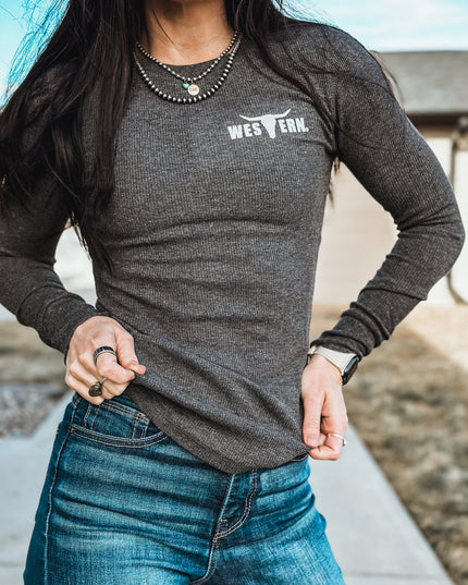 Brand Women's Knitted Thermal Longlseeve - Dark Grey