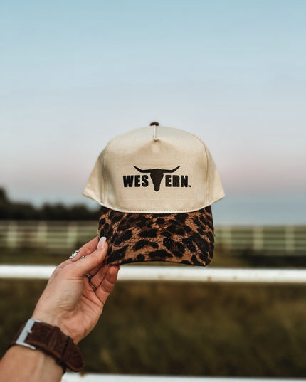 Brand Black Logo Hat - Cheetah/Cream