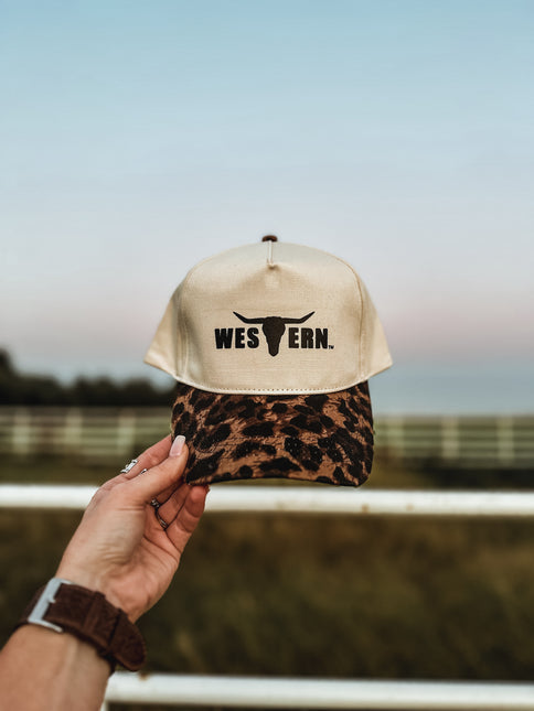 Brand Black Logo Hat - Cheetah/Cream