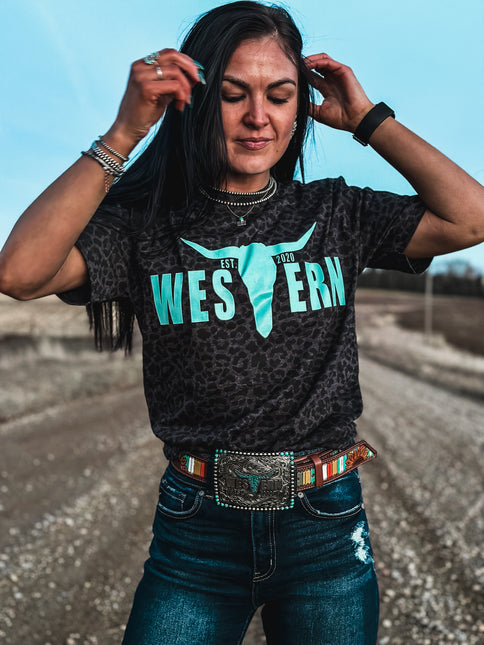 Brand T Black Leopard