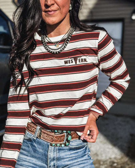 Striped Basic Longsleeve - Brown/Rust