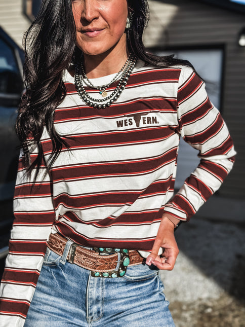 Striped Basic Longsleeve - Brown/Rust