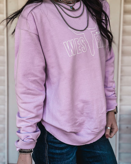 Brand White Outline Logo Crew - Lavender