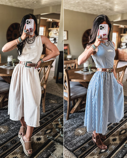 Spring Linen Stripe Dress