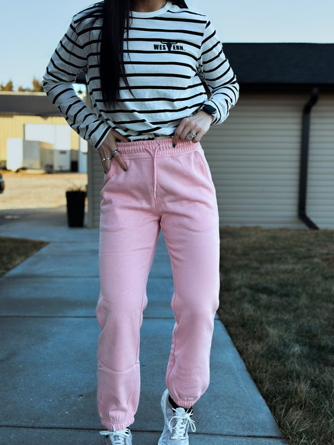 Brand Tri-Cotton Joggers - Candy Pink