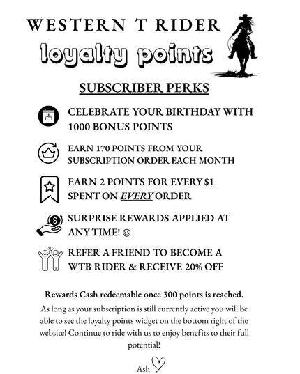 Western T Rider - Monthly Subscription *NEW LOYALTY REWARDS*