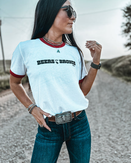 Beers & Broncs Red Ringer T