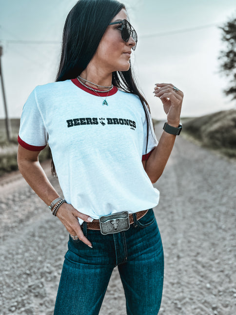 Beers & Broncs Red Ringer T
