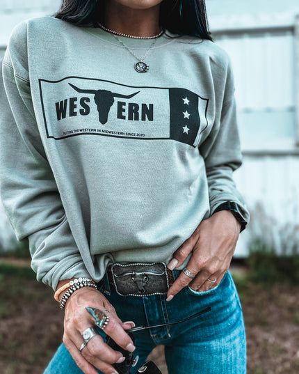 Western in Midwestern Crew - Sage