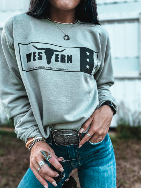 Western in Midwestern Crew - Sage