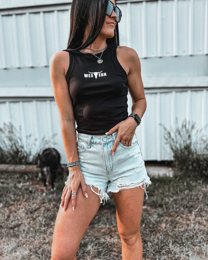 Brand Logo Racer Tank - Black