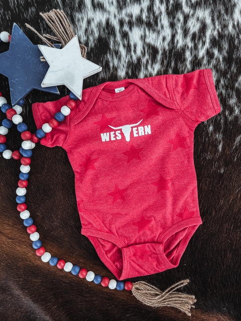 Brand Logo Red Stars Onesie