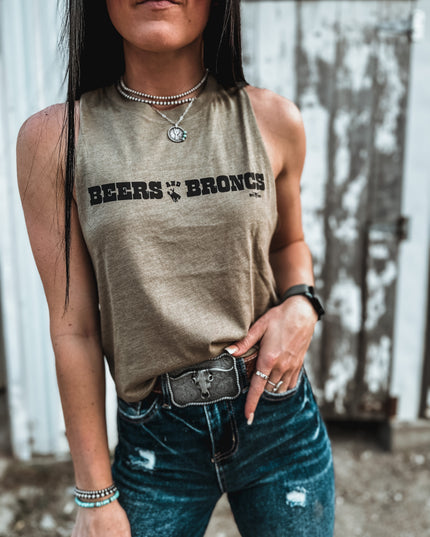 Beers & Broncs Cropped Tank