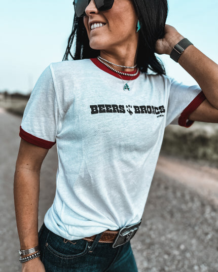 Beers & Broncs Red Ringer T