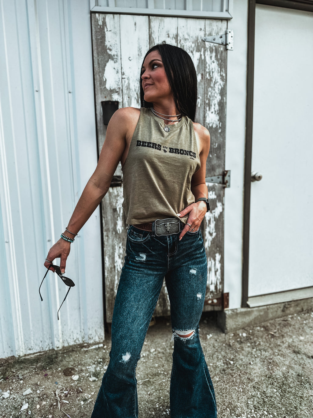 Beers & Broncs Cropped Tank