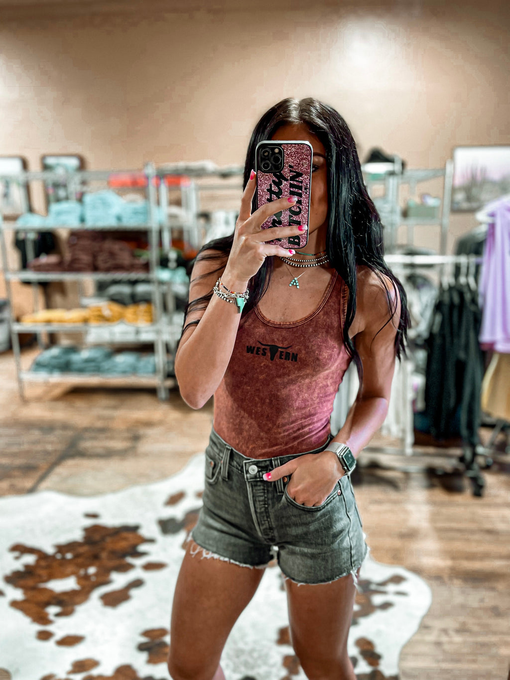 Brand Logo Bodysuit Rust Acid Wash