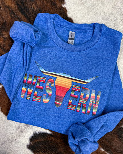 Brand Serape Crew Heather Blue
