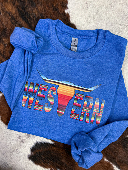 Brand Serape Crew Heather Blue