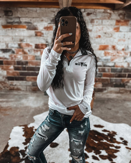 Brand Women’s 1/4 Zip Athleisure WHITE