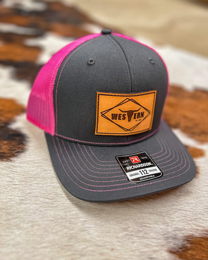 Brand Hat Charcoal/Pink