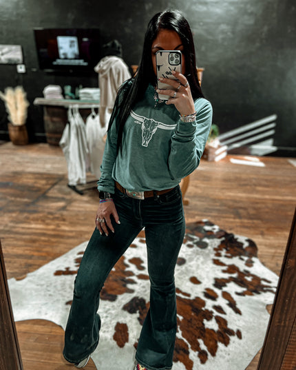 The Longhorn [Steel Blue Longsleeve]